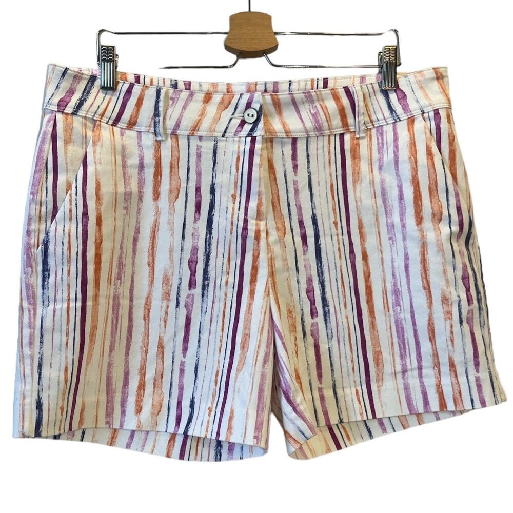 Isaac Mizrahi New York 5.5" Inseam Cotton Blend Shorts Sz 14 Multicolor Stripe